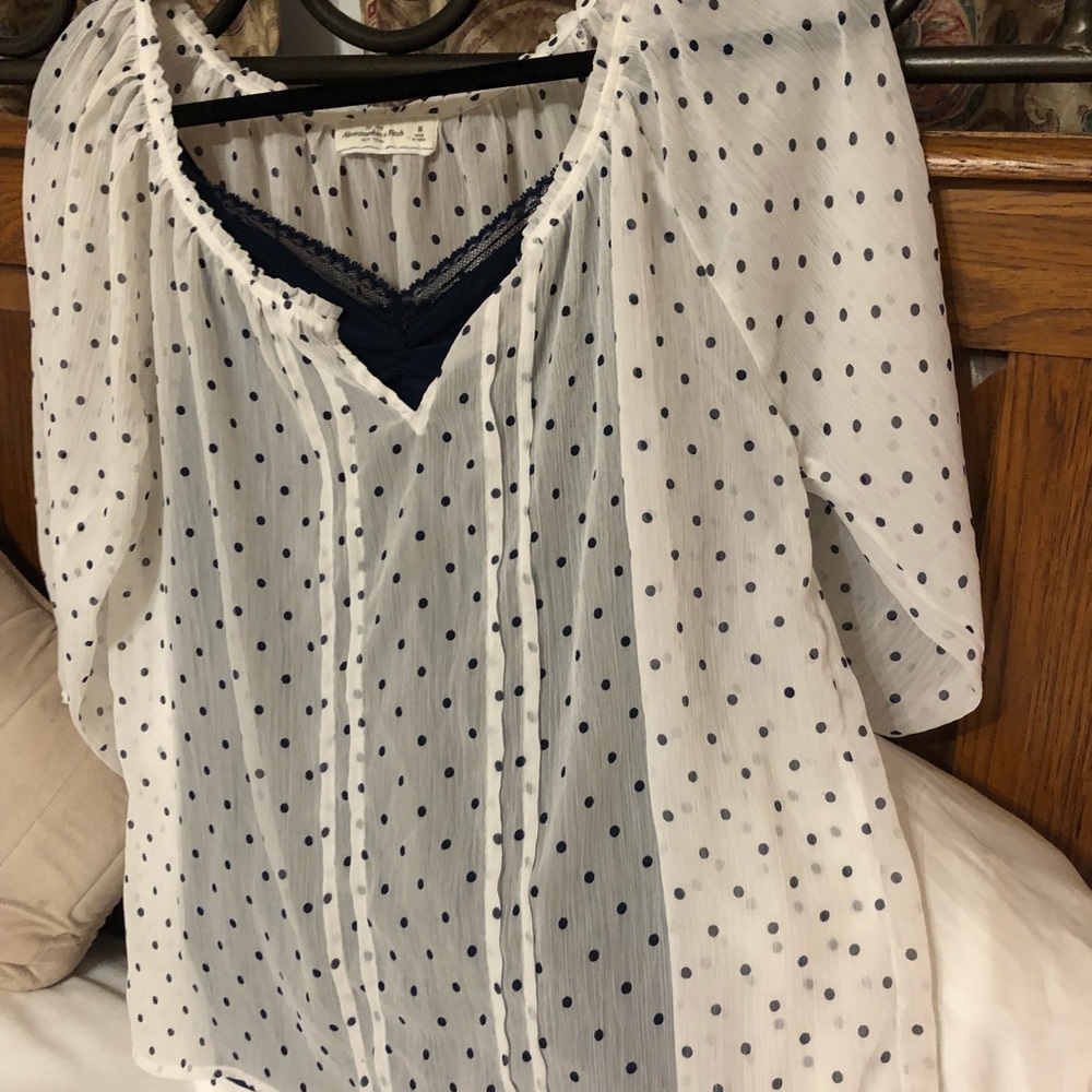 American eagle sheer white with blue dots.
